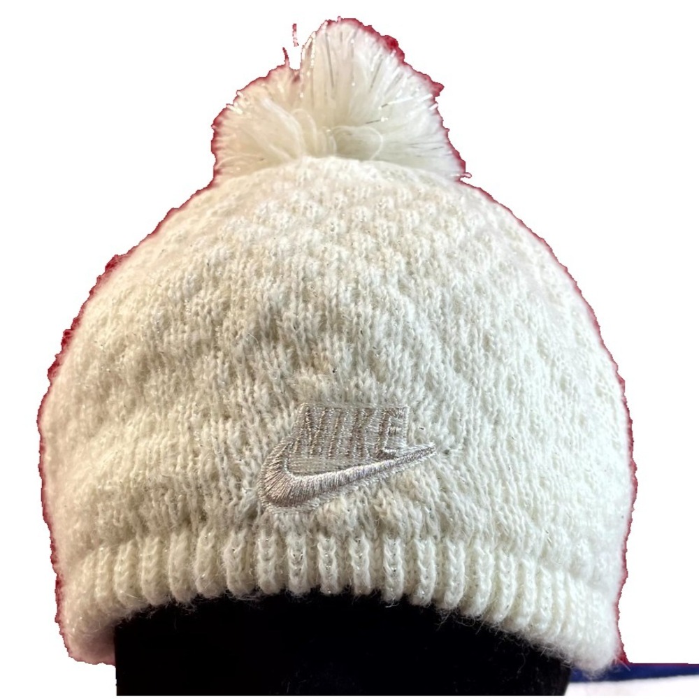 Nike Fresno State Bulldogs Beanie Cap Womens Cream Knitted Pom Pom Winter Hat